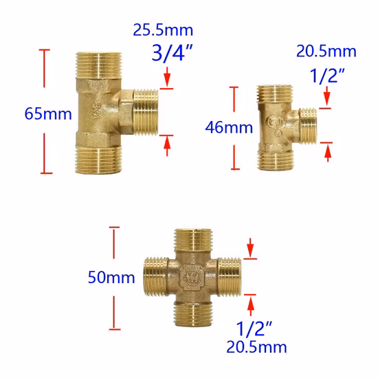 Brass Male Female Thread Copper Plumbing System Sanitary Elbow Pipe Cross Tee Fittings